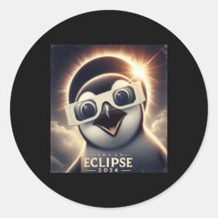 Selfie Penguin Kids Mens Solar Eclipse Runder Aufkleber