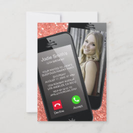 Selfie Phone Foto Teenager Pink Girl Geburtstag Einladung