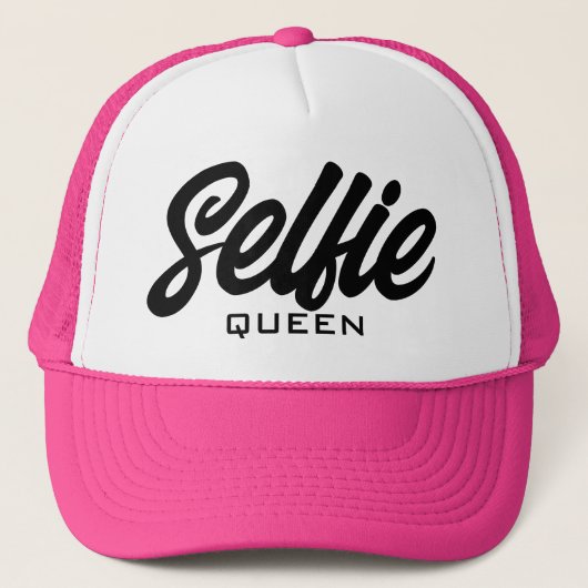 Selfie Queen Funny Pink Trucker Hat Truckerkappe (Vorderseite)
