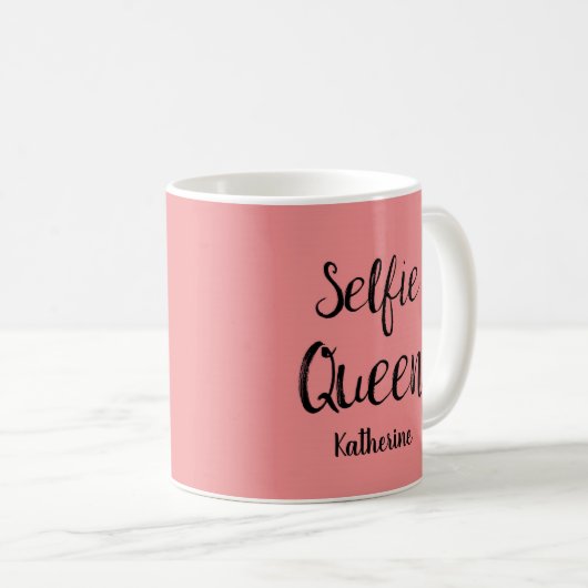 Selfie Queen Name Personalisiert Coral Orange Kaffeetasse (VorderseiteRechts)