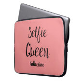 Selfie Queen Name Personalisiert Coral Orange Laptopschutzhülle (Vorderseite Links)