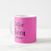 Selfie Queen Name Personalisiert Fuchsia Hot Pink Kaffeetasse (Vorderseite Links)