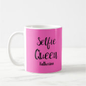 Selfie Queen Name Personalisiert Fuchsia Hot Pink Kaffeetasse (Links)