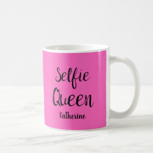 Selfie Queen Name Personalisiert Fuchsia Hot Pink Kaffeetasse