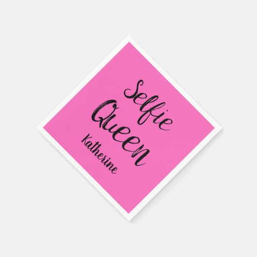 Selfie Queen Name Personalisiert Fuchsia Hot Pink Serviette (Ecke)