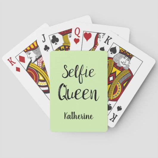 Selfie Queen Name Personalisiert Lime Green Spielkarten (Rückseite)