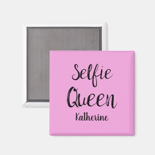 Selfie Queen Name Personalisiert Pink Magnet (Vorderseite/Rückseite)