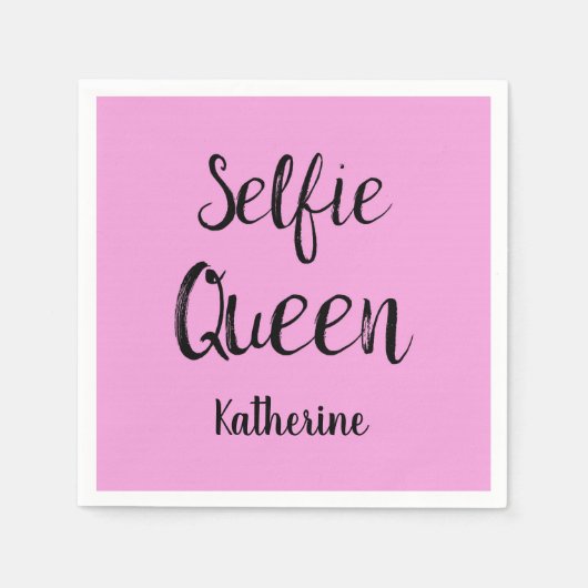 Selfie Queen Name Personalisiert Pink Serviette (Vorderseite)