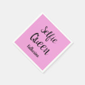 Selfie Queen Name Personalisiert Pink Serviette (Ecke)