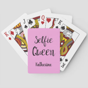 Selfie Queen Name Personalisiert Pink Spielkarten