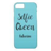 Selfie Queen Name Personalisiert Türkis Aquamarin  Case-Mate iPhone Hülle (Rückseite)