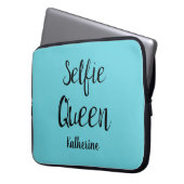 Selfie Queen Name Personalisiert Türkis Blue Laptopschutzhülle (Vorderseite Links)