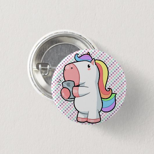 Selfie Regenbogen-Einhorn-Tupfen Button (Vorne & Hinten)