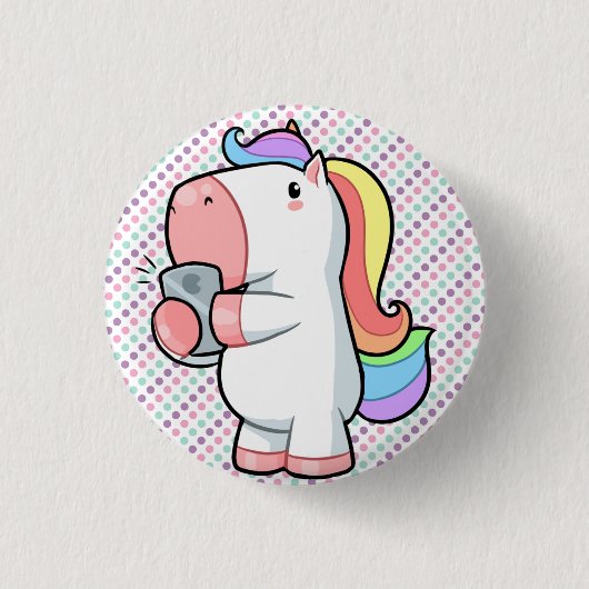 Selfie Regenbogen-Einhorn-Tupfen Button (Vorderseite)