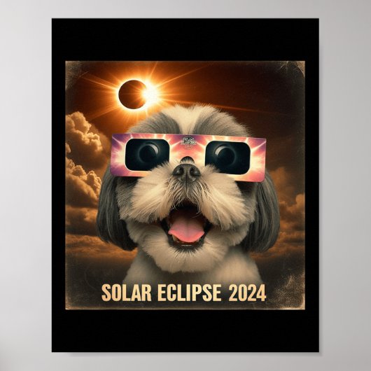 Selfie Shih Tzu Kids Mens Solar Eclipse Poster (Vorne)