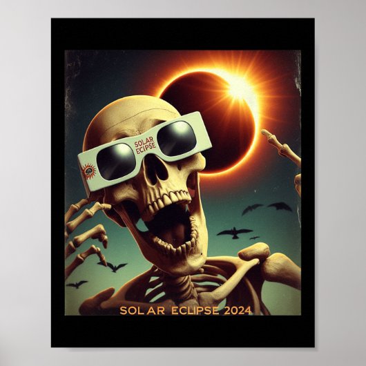 Selfie Skeleton Kids Mens Solar Eclipse 1 Poster (Vorne)