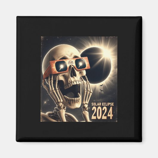 Selfie Skeleton Kids Mens Solar Eclipse 2 Magnet (Vorne)