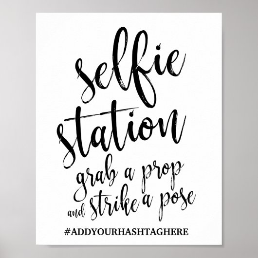Selfie Station Black and White 8x10 Wedding Sign Poster (Vorne)