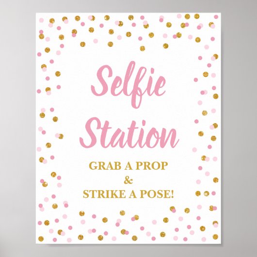 Selfie Station Grab a Prop Strip a Pose Signieren  Poster (Vorne)