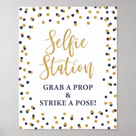 Selfie Station Grab a Prop & Strip a Pose Zeichen Poster (Vorne)