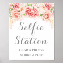 Selfie Station Hochzeitssing Pink Wasserfarbe Flor