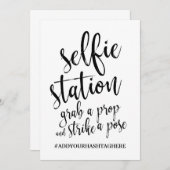 Selfie Station Schwarz-Weiß-Zeichen Einladung (Vorne/Hinten)