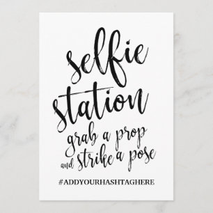 Selfie Station Schwarz-Weiß-Zeichen Einladung