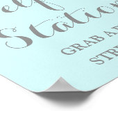 Selfie Station Wedding Sign Pink Watercolor Blue Poster (Ecke)