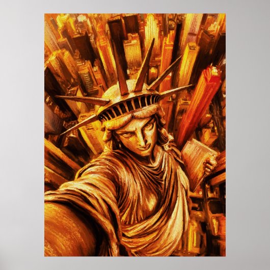 Selfie-Style Statue of Liberty Ölbild Poster (Vorne)