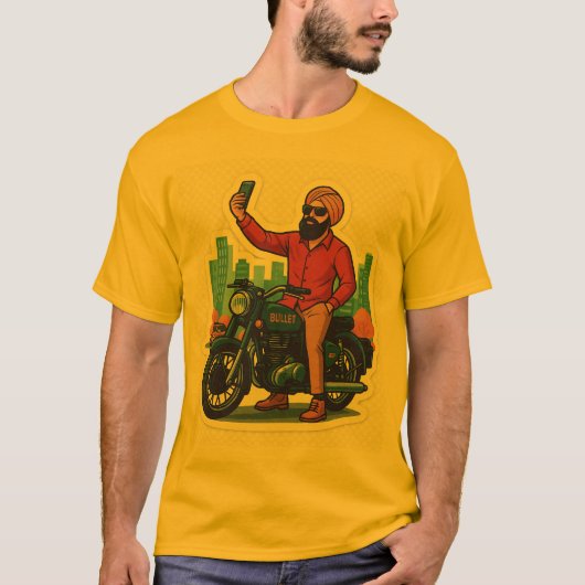 Selfie Swag on Bullet – Punjabi Rider Vibes Sticke T-Shirt (Vorderseite)