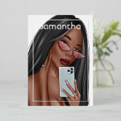 Selfie Woman Birthday Party Einladung (Stehend vorne)