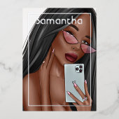 Selfie Woman Birthday Party Einladung (Vorderseite)