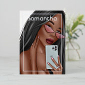 Selfie Woman Birthday Party Einladung (Stehend vorne)