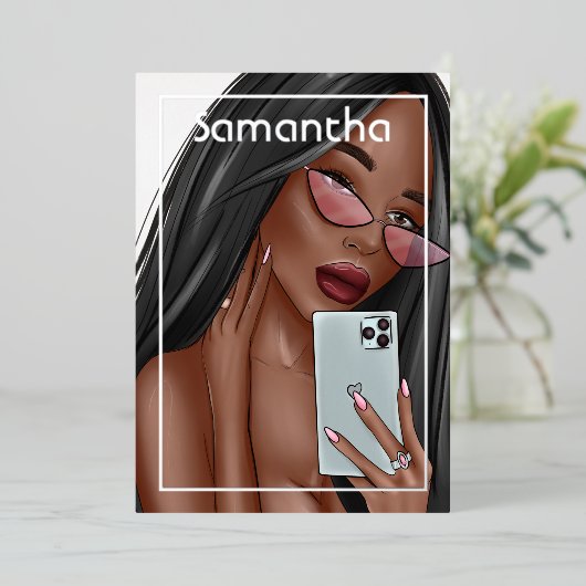 Selfie Woman Birthday Party Einladung (Stehend vorne)