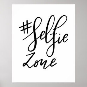 Selfie Zone Handgeschriebenes Script Modernes Wedd Poster