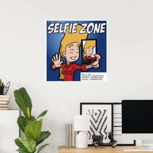 Selfie Zone Poster (anpassbar) (Heimbüro)