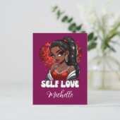 Selflove: Der Valentinstag der Schwarzen Frau Postkarte (Stehend Vorderseite)