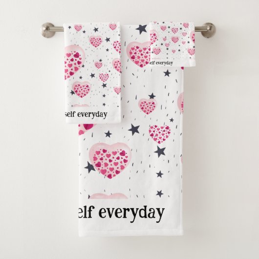 Selflove inspirational quote sweet heart and start badhandtuch set (Insitu)