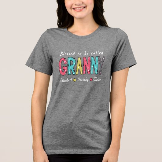 Selig, als Granny Personalisierte Großkinder genan Tri-Blend Shirt (Vorderseite)