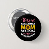 Selig als Mama Oma Sonnenblumen Mütter genannt Button (Vorne & Hinten)