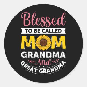 Selig als Mama Oma Sonnenblumen Mütter genannt Runder Aufkleber