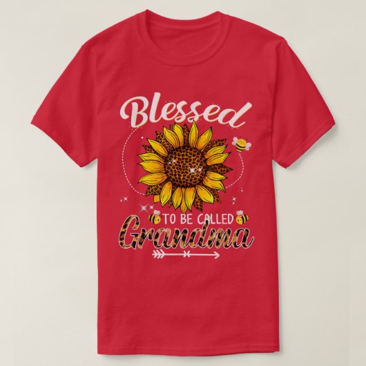 Selig, als Oma Funny Leopard Sunflow bezeichnet zu T-Shirt (Design vorne)