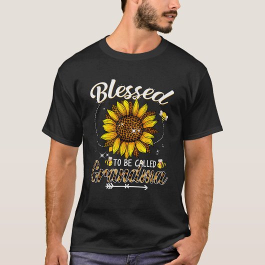 Selig, als Oma Funny Leopard Sunflow bezeichnet zu T-Shirt (Vorderseite)