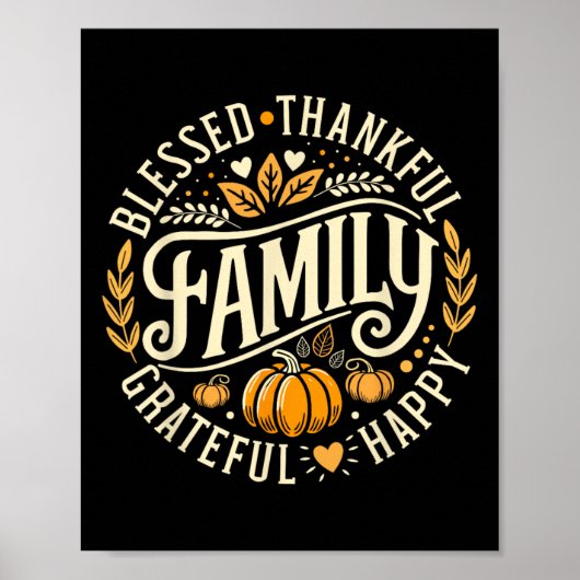 Selig dankbar, Familie für Thanksg Poster (Vorne)