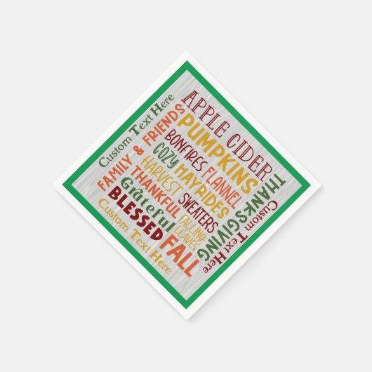 Selig Dankbare Herbstkunstwerk Personalisiert Serviette (Ecke)