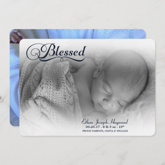 Selig Foto Boy Birth Ankündigung Soft Overlay (Vorne/Hinten)