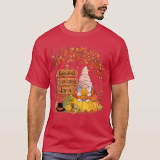 Selig genannt Mama Gnome Pumpkin Fall Danke T-Shirt