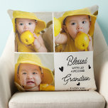 Selig Großeltern Custom Grandson 3 Fotos Kissen<br><div class="desc">Feiern Sie Ihre Großeltern mit einem individuellen Kissen aus Foto. Dieses einzigartige Kissen der Großeltern ist das perfekte Geschenk, ob Geburtstag, Großeltern oder Weihnachten von den Enkelkindern. Die Formulierung "gesegnet mit einem phantastischen Enkel" kann für Enkelin personalisiert sein. Personalisieren Sie mit 'I Liebe Sie und Enkel Name und zwei Ihrer...</div>