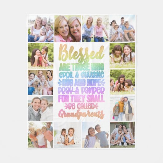 Selig Großeltern Foto Collage Fleecedecke (Vorderseite)