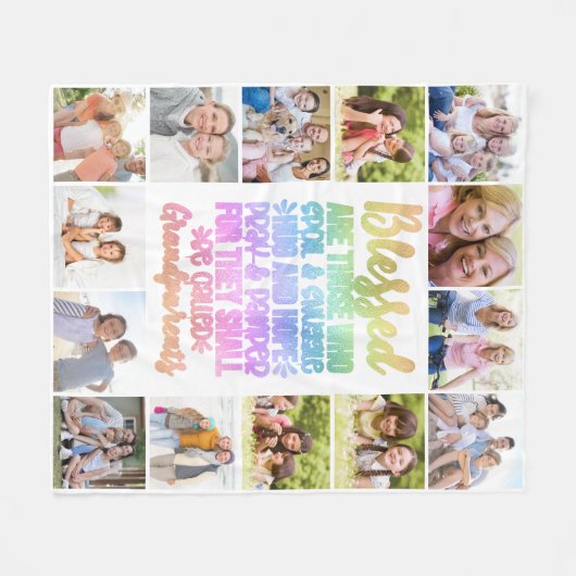 Selig Großeltern Foto Collage Fleecedecke (Vorderseite (Horizontal))